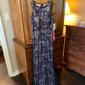 NWT Nightway navy evening gown floor length